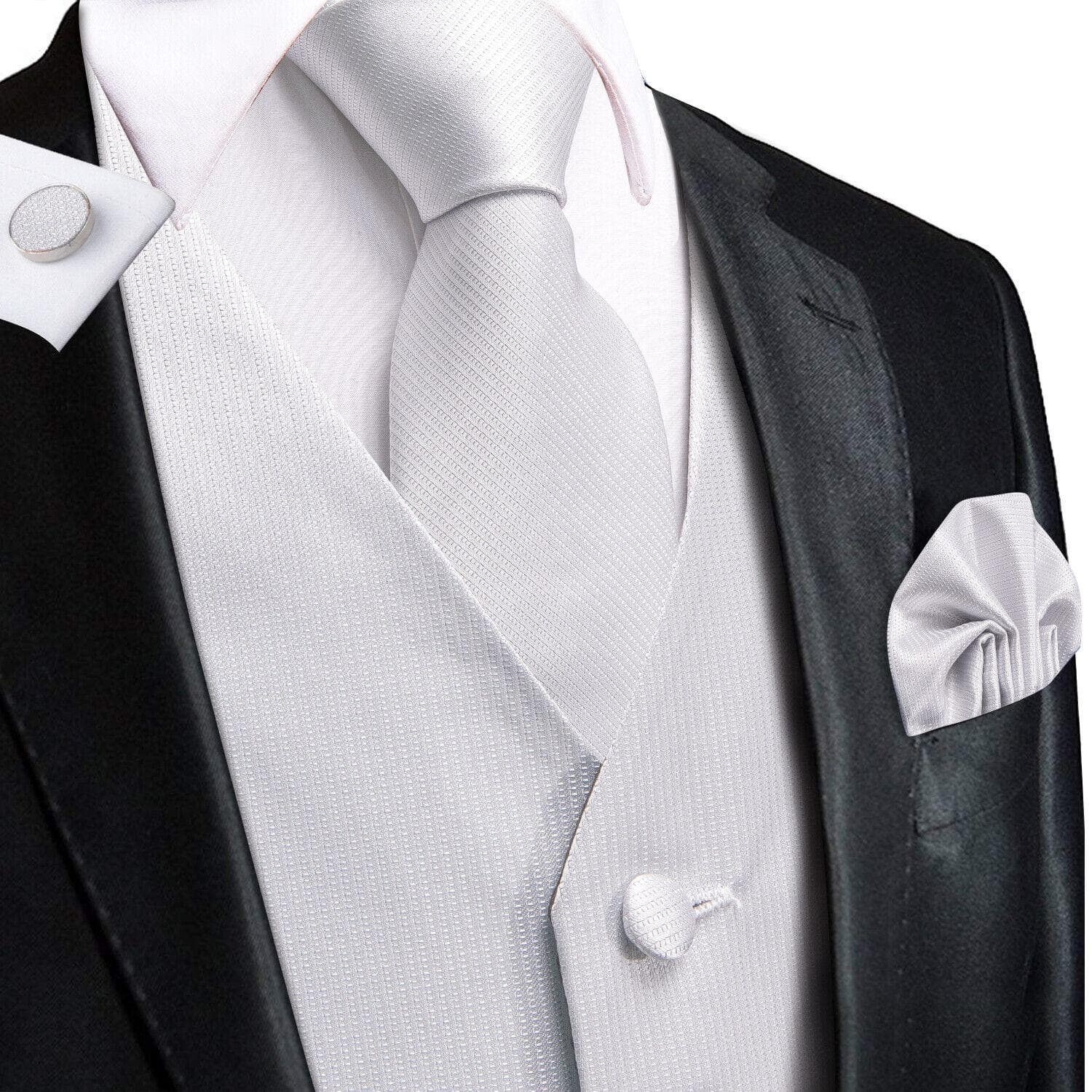 Hi-Tie Mens Waistcoat Silk Paisley Floral Tie Handkerchief Cufflinks SET Formal M