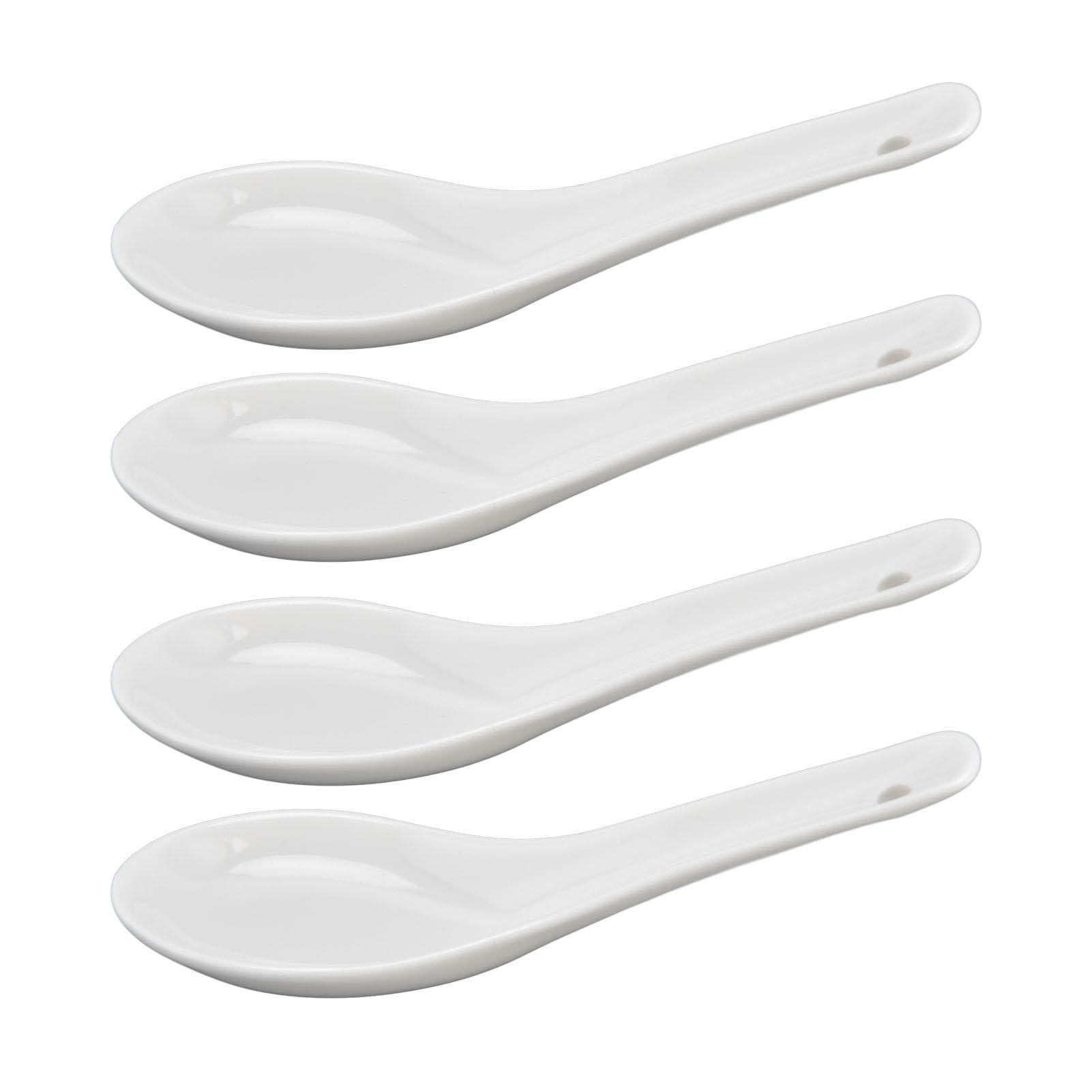Ceramic Spoon Fine Workmanship Simple Elegant Long Handle Ceramic Material Chinese Soup Spoons L(for 6.5-9kg)