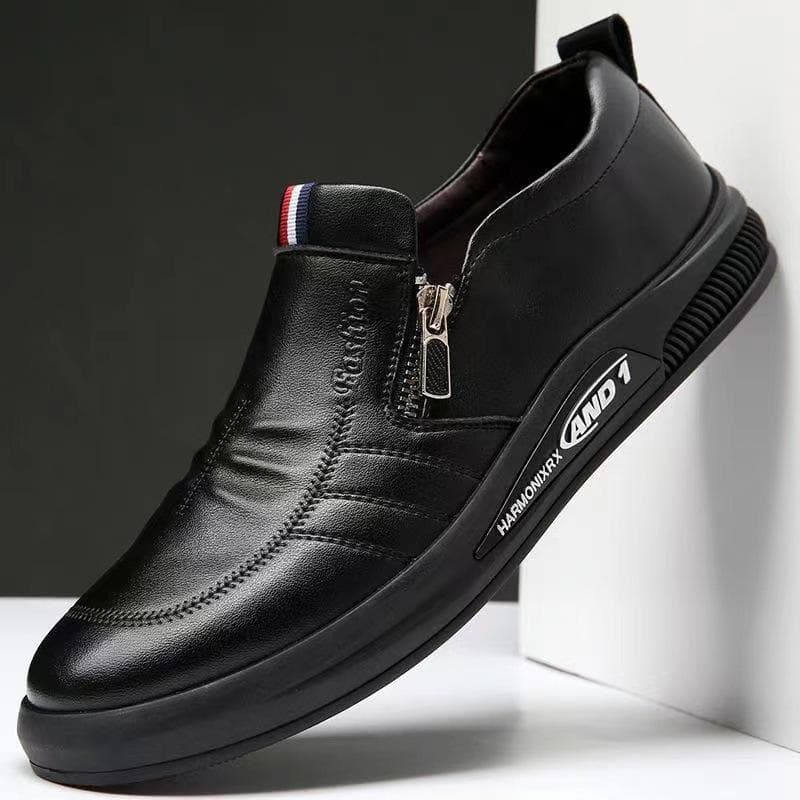 Men's Leather Breathable Pedal Shoes Men's Casual Leather Shoes 43 black