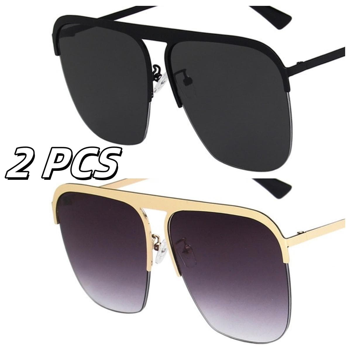 Gradient color retro metal half frame sunglasses Women fashion accessories Outdoor travel beach picnic UV protection
