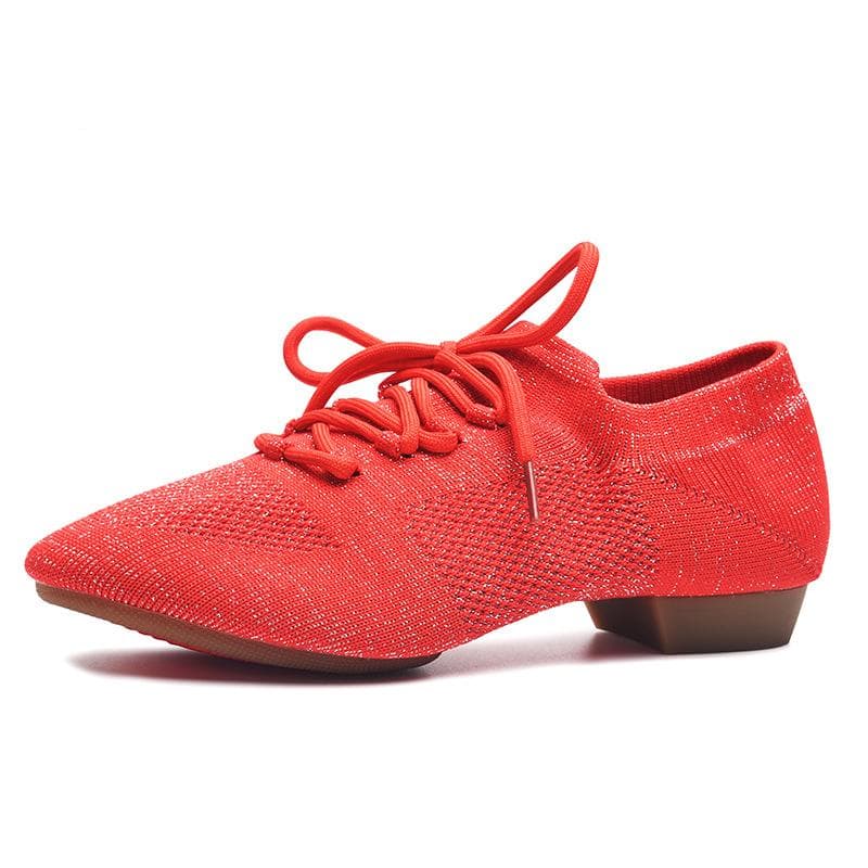 Women's Dance Training Shoes Professional Teacher Latin Dance Shoes Indoor Outdoor Square Jazz Ballroom Dance Shoes 39 red