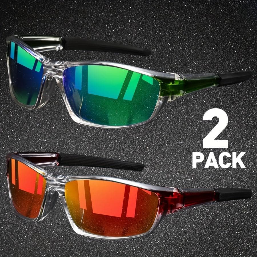 1/2pairs Sports Sunglasses for Men Lightweight Night Vision Cycling Driving Fishing Fashion Mirror Shades