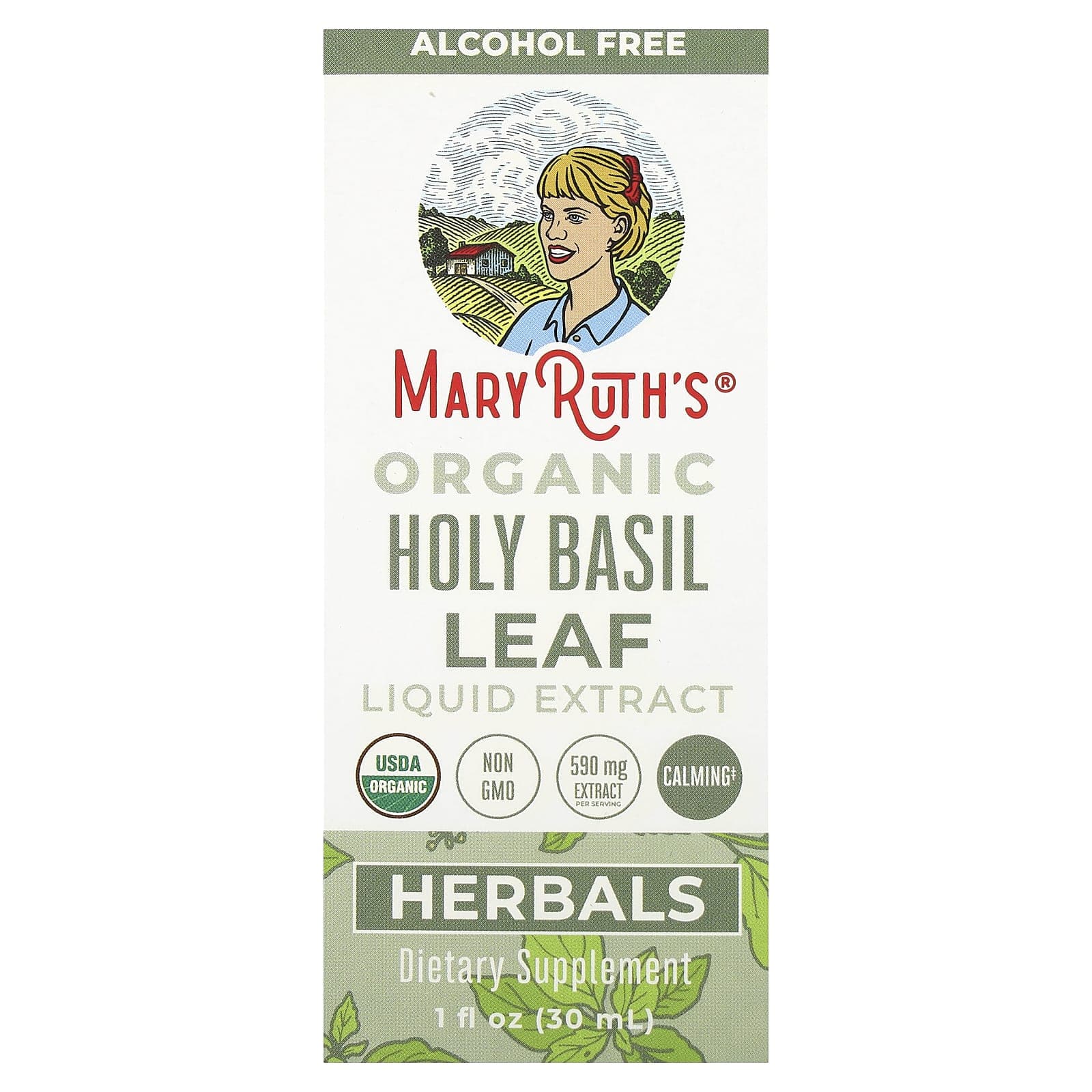 MaryRuth's, Organic Holy Basil Leaf Liquid Extract, Alcohol-Free, 590 mg, 1 fl oz (30 ml)