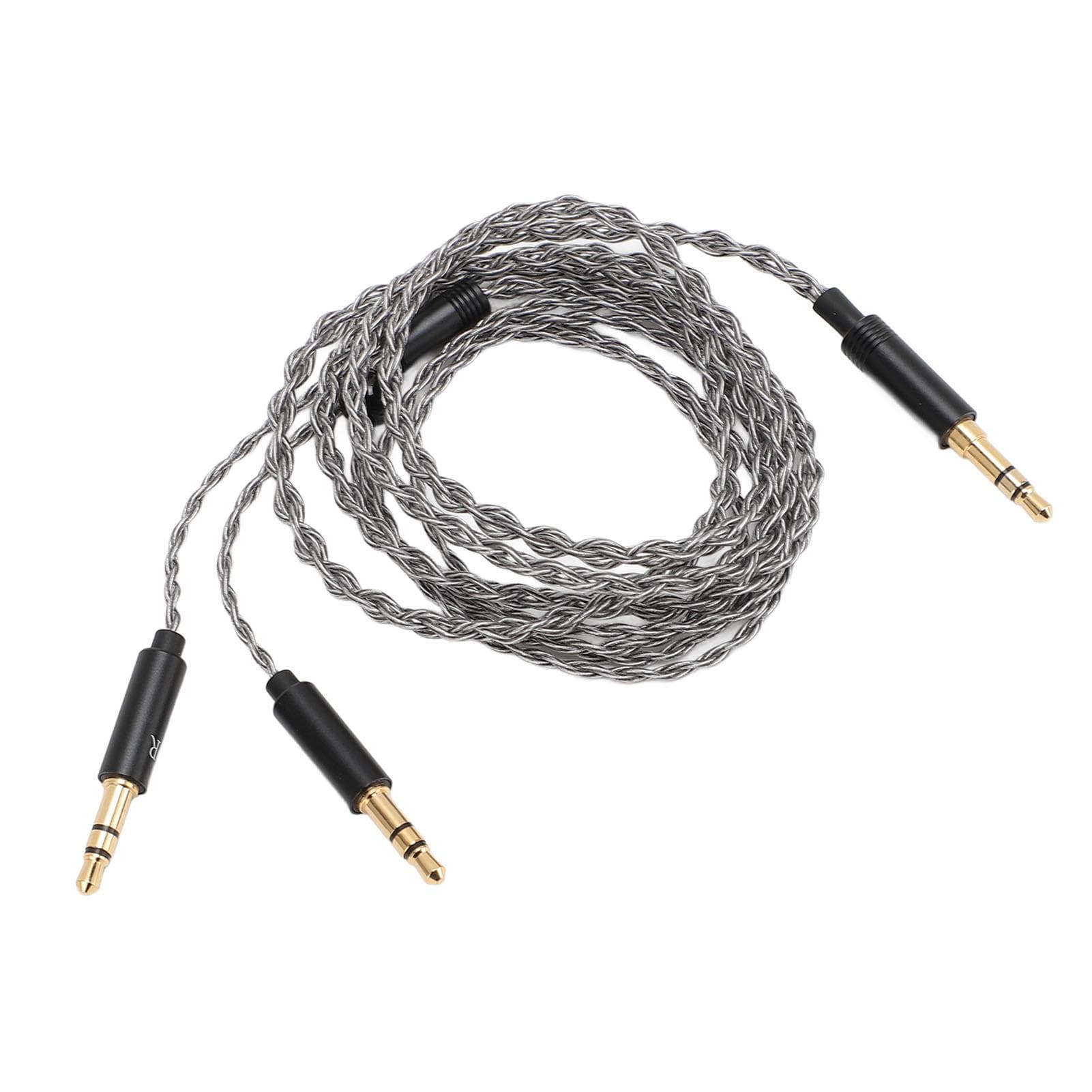 3.5mm to Dual 3.5mm Cable 3.9FT 4 Strand Silver Plated Copper Core Cord Headphone Replacement Cable