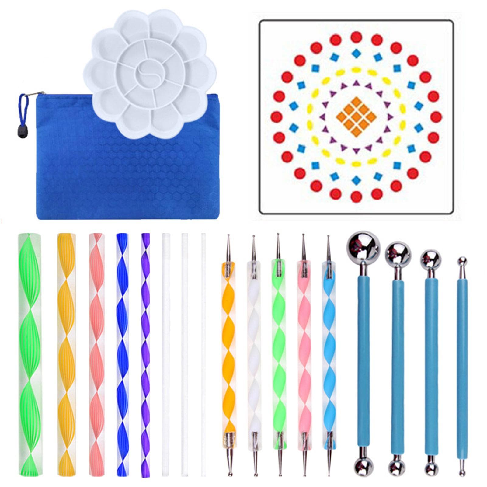 44 Piece Mandala Dotting Tools DIY Painting Stencils Ball Palette Paint Brushes Multifunction 20pcs