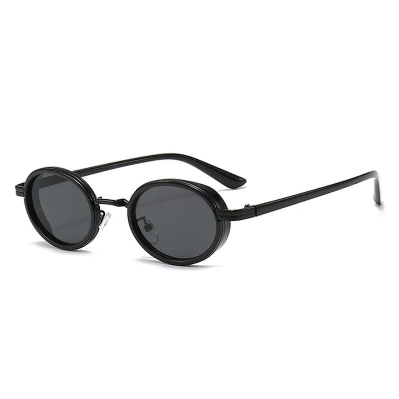 Small Oval Punk Sunglasses for Women Vintage Semi-Metal Frame Gradient Lens UV400 Protection Casual Sun Glasses
