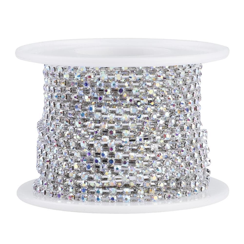 1 Roll Crystal Chain For Diy Necklace Wedding Decoration Accessories(ss6  silver)