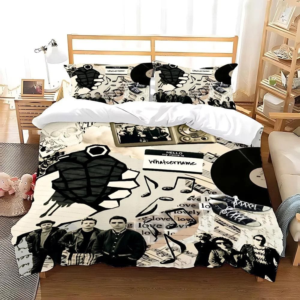 Green Day ' AMERICAN IDIOT Bedding Set Single Twin Full Queen King Size Bed Set Aldult Kid Bedroom Duvetcover Sets Bed Sheet Set 175X220cm-3pcs