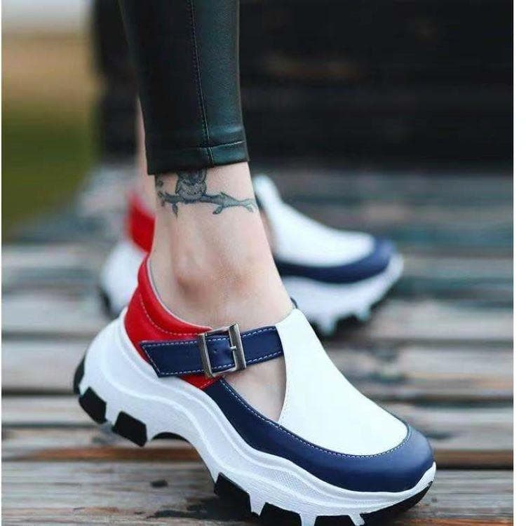 Women's Casual Sports Shoes Plus Size Platform Walking Shoes Loafers for Women 38 blue