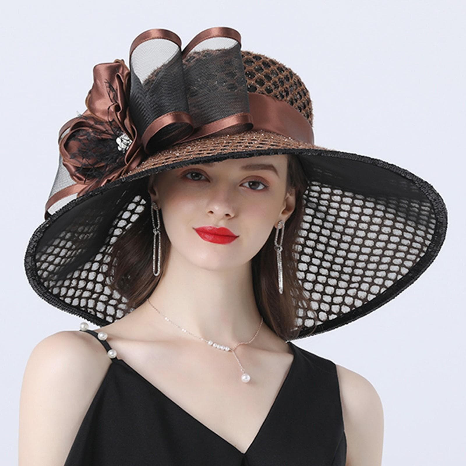Wide Brim Phrase Women Church Hat Wide Brim Sun Hats For Wedding Tea Party Fascinator Hat Use Beach Cap Tea Party Dress Cap L