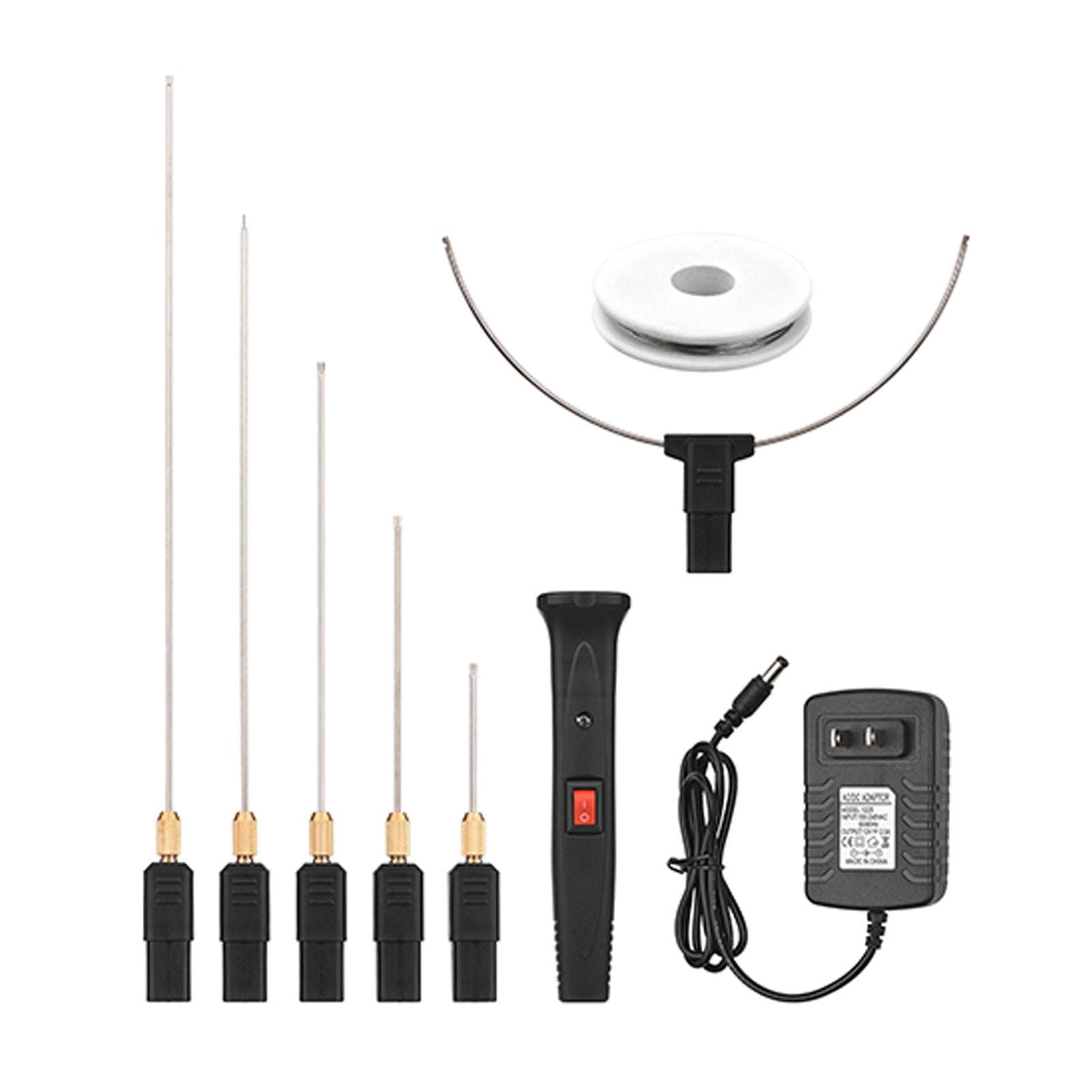 24W Handheld Electric Foam Cutter Kit with 5 Straight Tips & 1 Arch Tip Constant Temperature US Plug & Constant Temp. black