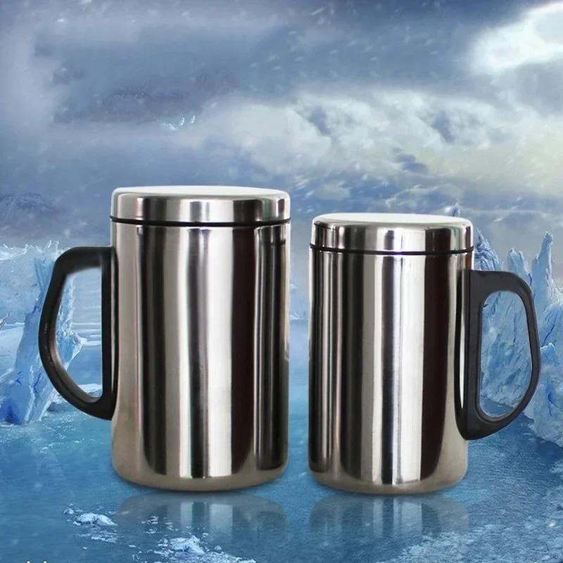 350/500ml Double Wall Anti Scalding Coffee Mug Insulated Portable Stainless Drink Cup Drinking Steel Polishing Beer Tea Juice 350ml silver