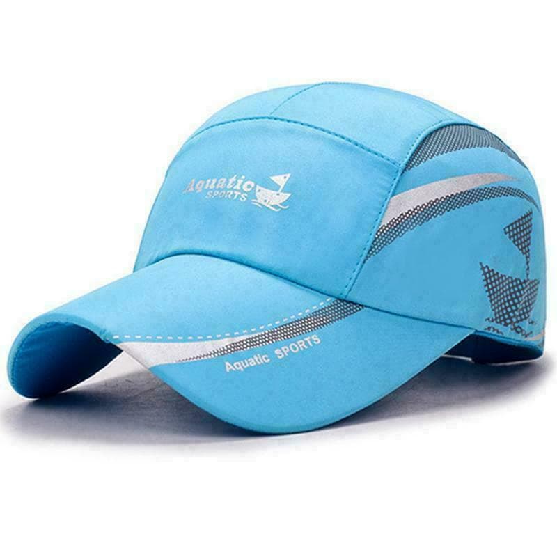 Men's Quick Dry Waterproof Sport Duck Tongue Sun Hat Outdoor Space Baseball Cap blue