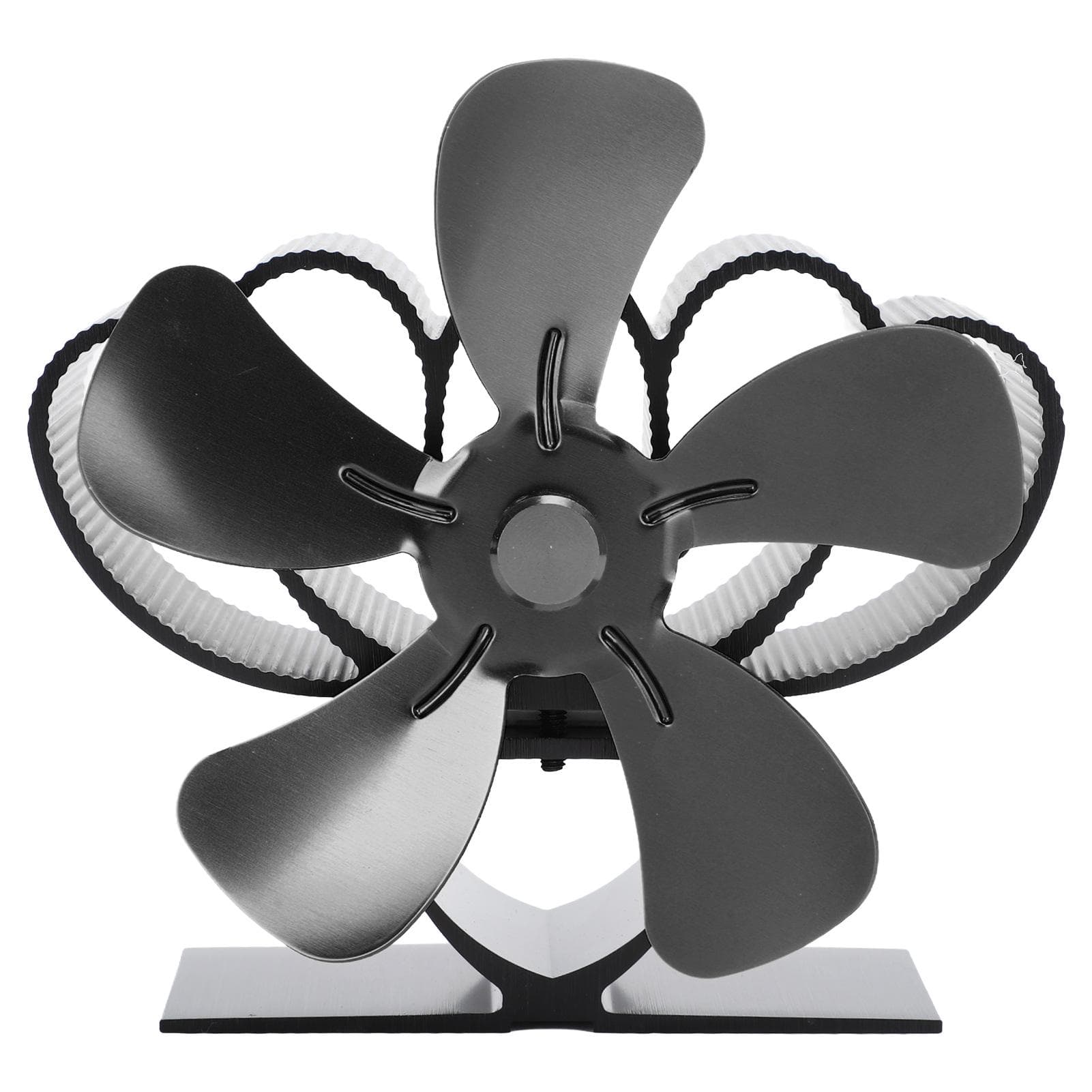 Heat Powered Stove Fan Aluminum Alloy Low Noise Sustainable Wood Stove Fan for Log Fireplace Gold black