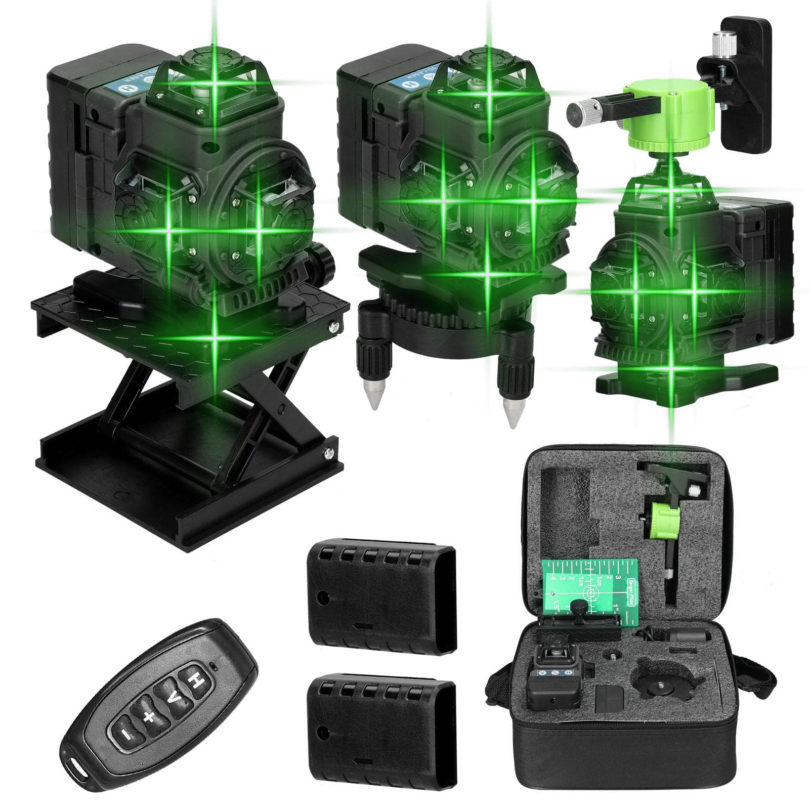 Multifunctional 16 Lines Laser Level 3 degrees  Self-leveling Function Leveling Tool Omnidirectional Ground EU Plug black