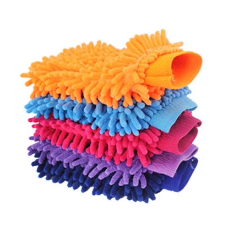 Microfiber Car Wash Gloves Washable Chenille Gloves Thick Car Detailing Cleaning Brush Towel Car Cleaning Tools Auto Accessories blue