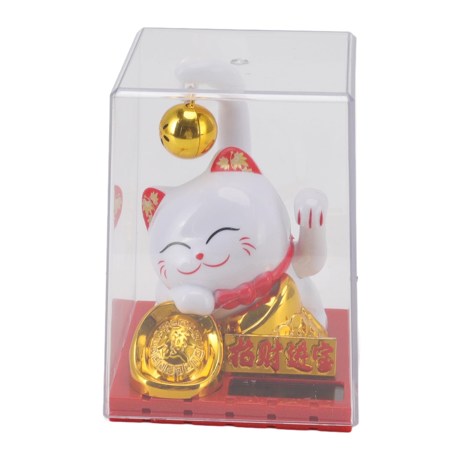 Small Bell Lucky Cat Solar Ornaments Light Energy Sensing Lucky Cat Mascot Statue Decoration for
