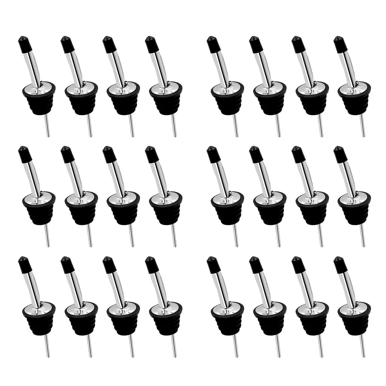 Aoresac 24 Packs Liquor Bottle Pourers for Alcohol Stainless Steal Liquor Bottle Dispensers Speed white