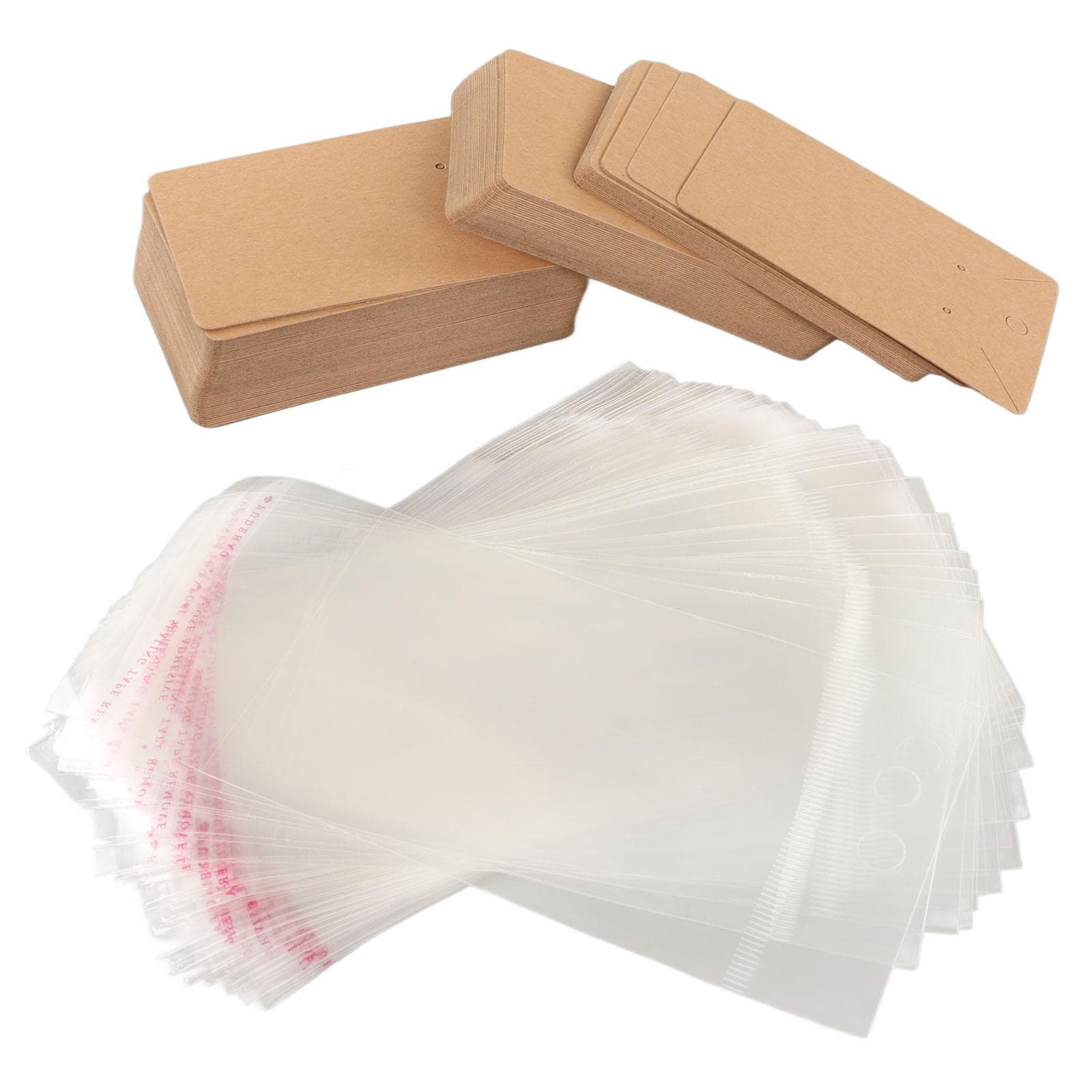 100sets Earring Cards Hanging Holes Design Transparent Bag Kraft Paper Jewelry Display Cards for