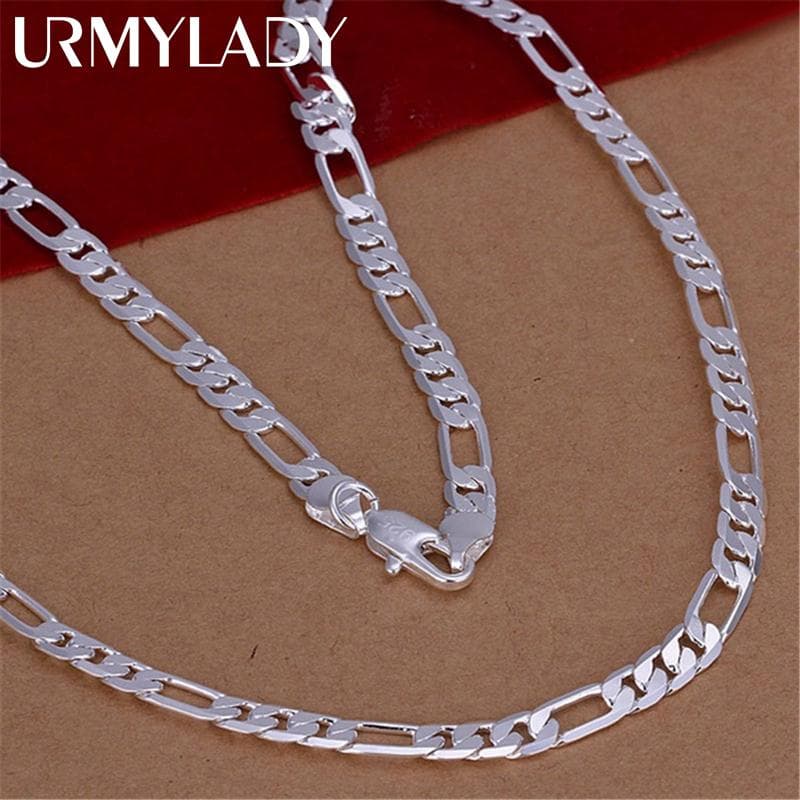 925 Sterling Silver high quality Mens 6MM flat chain Necklace Fashion Jewelry women men solid chain wedding gift 60cm