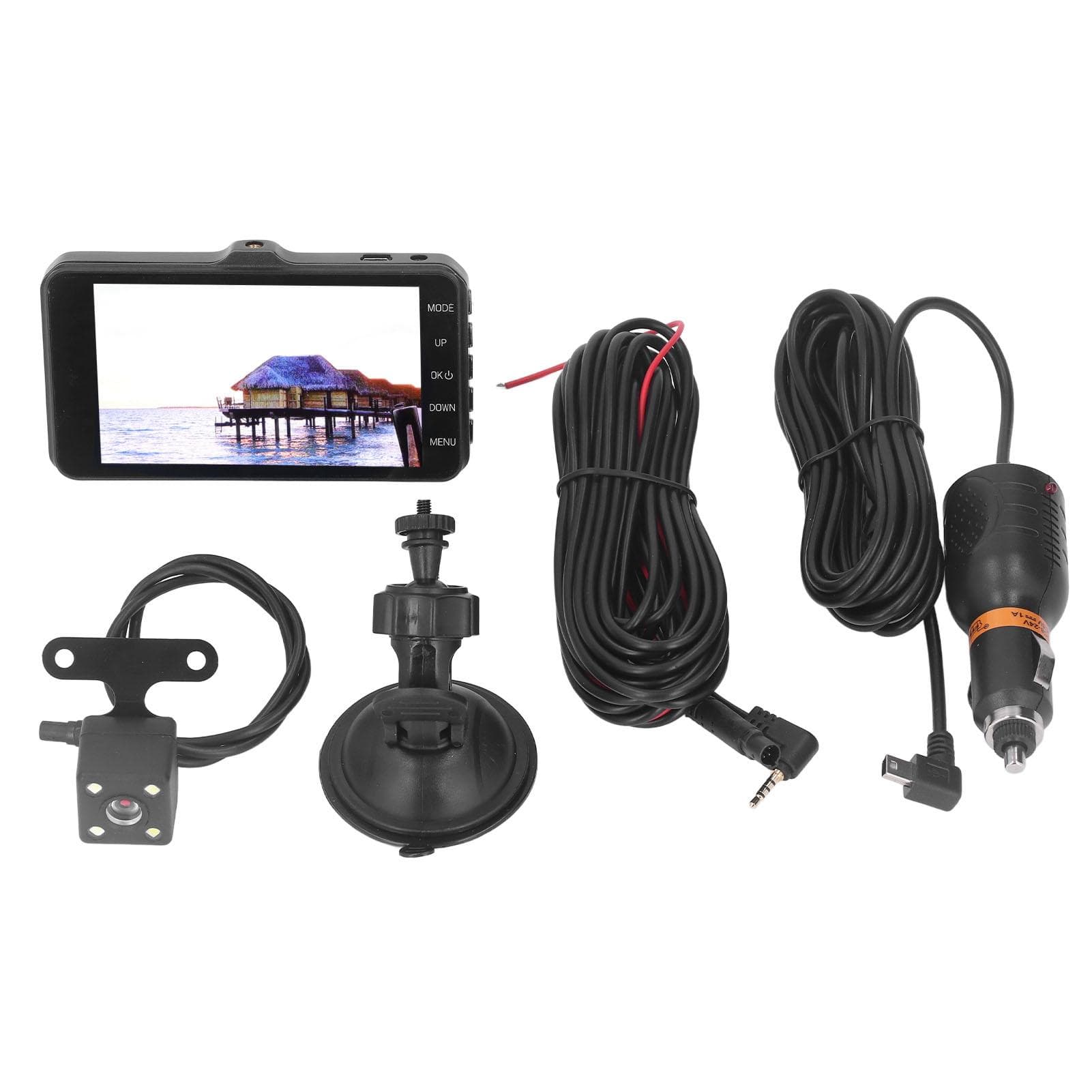 4 Inches Touch Screen Car DVR 1080P HD Night Vision Dual Lens Dash Cam 170 Degree Wide Angle Car