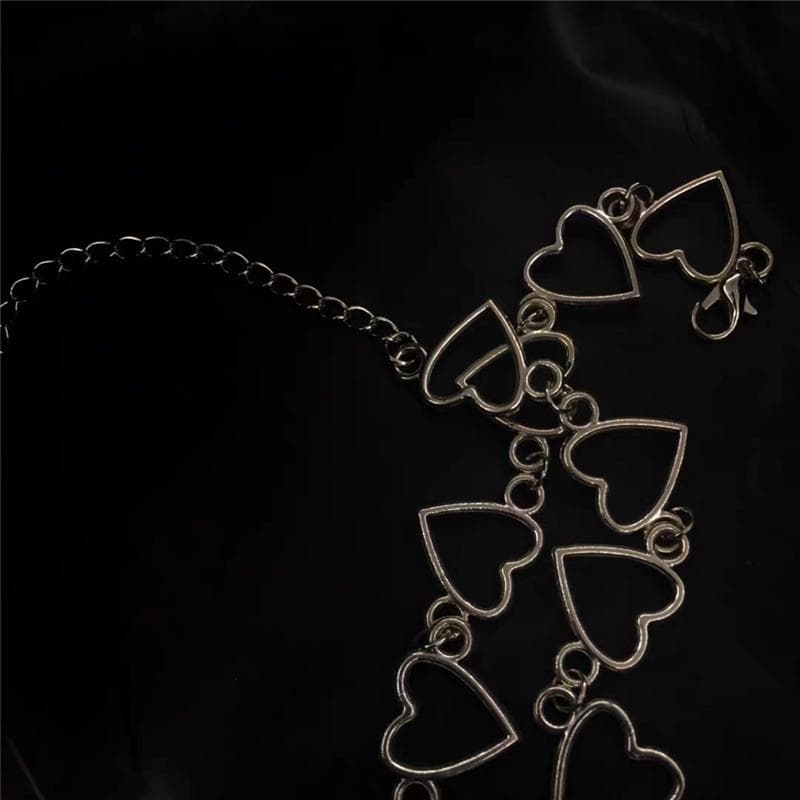 Harajuku Goth Metal Hollow Heart Neck Chains Choker Necklaces For Women Egirl Accessories gold