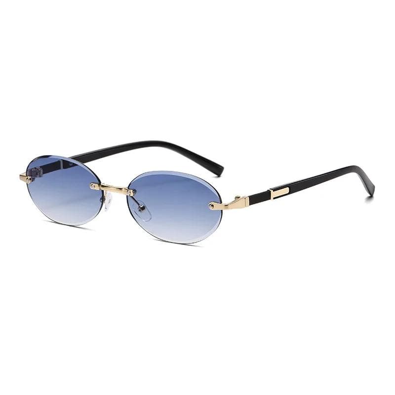 Retro Rimless Oval Women Sunglasses Fashion Designer Gradient Lens UV400 Sun Glasses for Men and Women