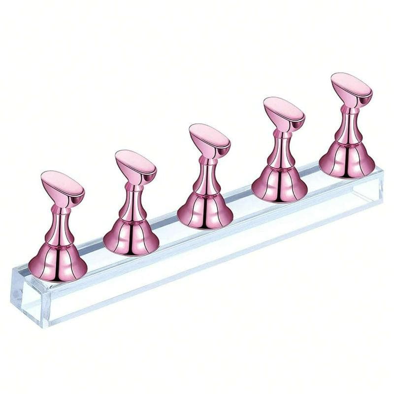 Nail Stand For Press On Nails Display, Magnetic Fake Nails Holder For Painting Nails Practices, Beginner Nail Art Tools For Press On Nails rose gold