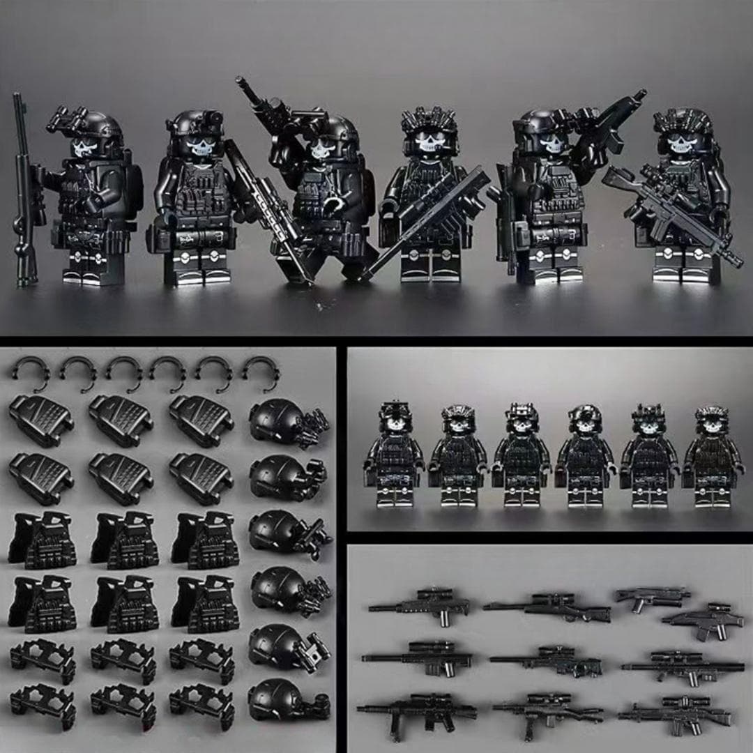Military Special Forces Minifigures Building Blocks SWAT Ghost Commando Police Soldiers Army Action Figure Weapons Bricks Kids Toy Birthday Gifts No Box