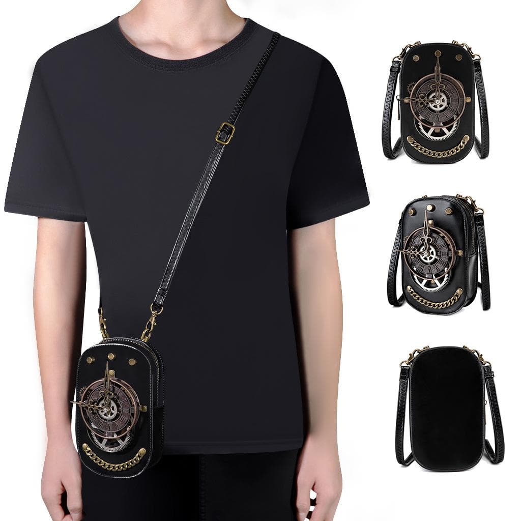 Original Niche Design Handbag, A Female Heavy Industry Metal-decorated Retro Style Mobile Phone Crossbody Bag