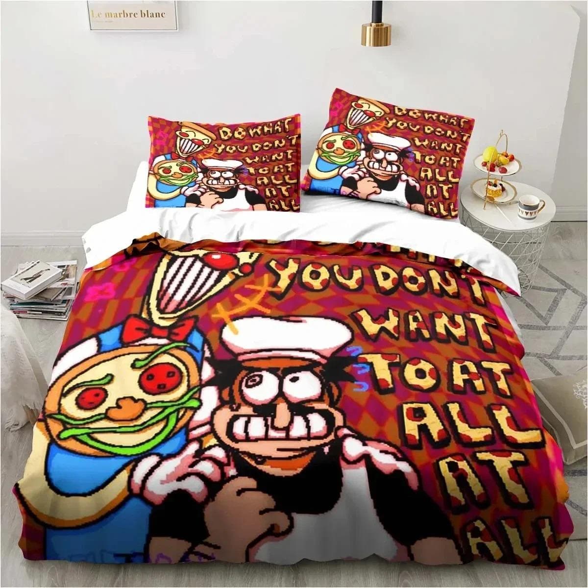 Pizza Tower Classic Pixel Style Game Bedding Set Duvet Cover Bed Set Quilt Cover Pillowcase Comforter king Queen Size Boys Adult 70x133cm 2pcs