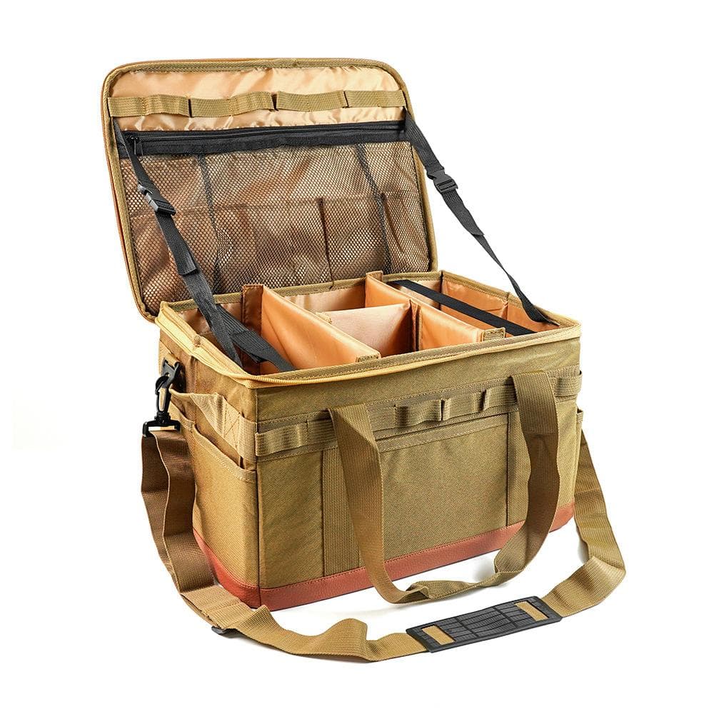 Portable Large Zipper Camping Bag Anti-crash Stove Cookware Carrying Bag Multifunctional Durable khaki