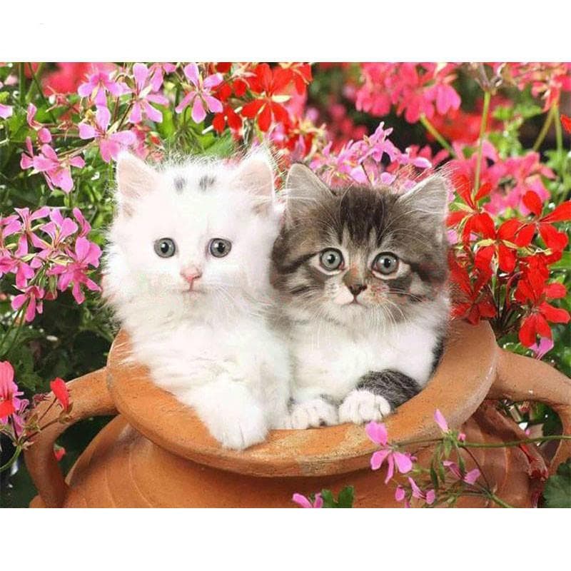 5D DIY Diamond Painting Cats Embroidery Mosaic Cross Stitch Rhinestone Decoration 20X30CM