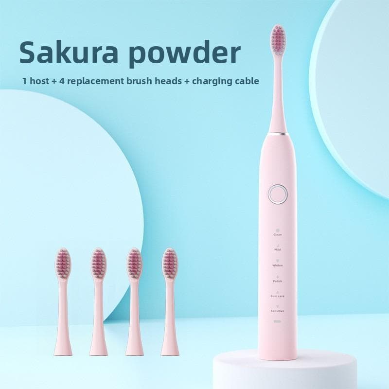 Soft Hair Charging Model, Automatic Electric Toothbrush, Tooth Flusher, Children's Couple Model, Adult Universal Intelligence English pink