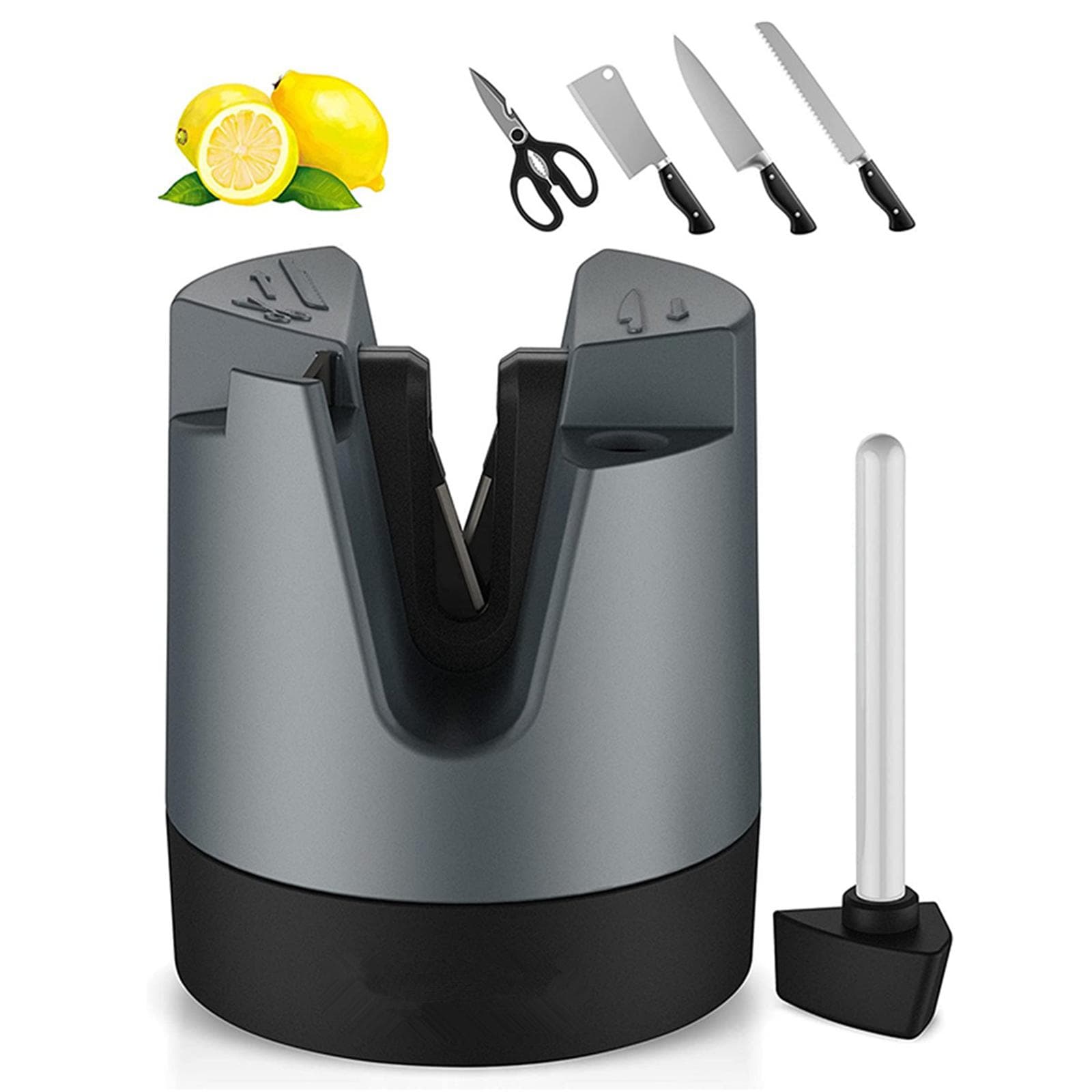 Knife Sharpeners Tungsten Steel Handheld Pocket Knife Sharpening Tool with Suction Cup Polish Rod black/grey