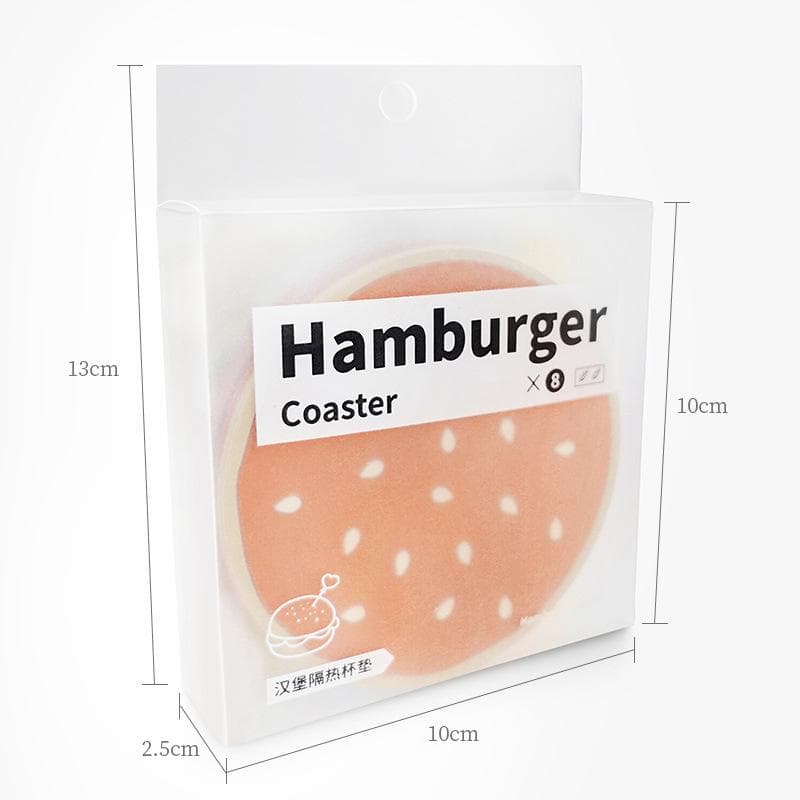 8pcs/set Burger Shape Coaster Creative Cup Pad Silicone Insulation Mat Mug Holder Kitchen Dining Bar Table Decorations Kids Gift 1set