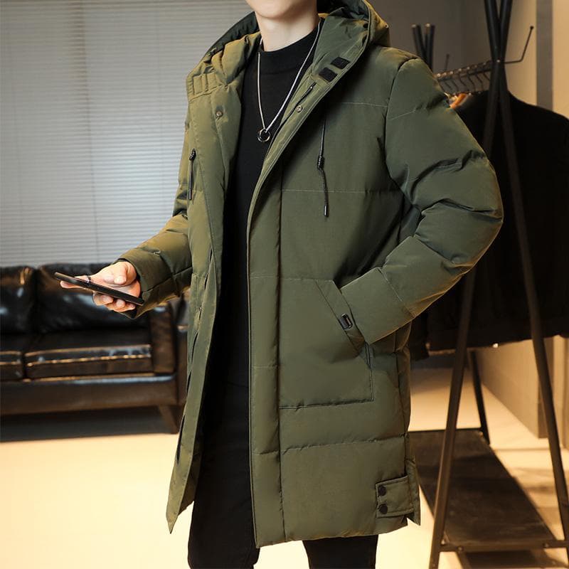 Winter Men's Long Parka Warm Jacket Fleece Liner Hooded Windbreaker Coat Thick Cotton Padded Thermal Parkas Plus SIze 8XL 7XL green