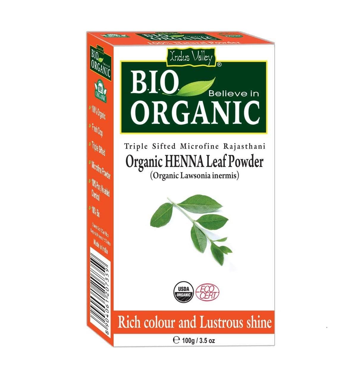 Henna for hair: red (100 g), Organic Red Henna Leaf Powder, Indus Valley 9.171875