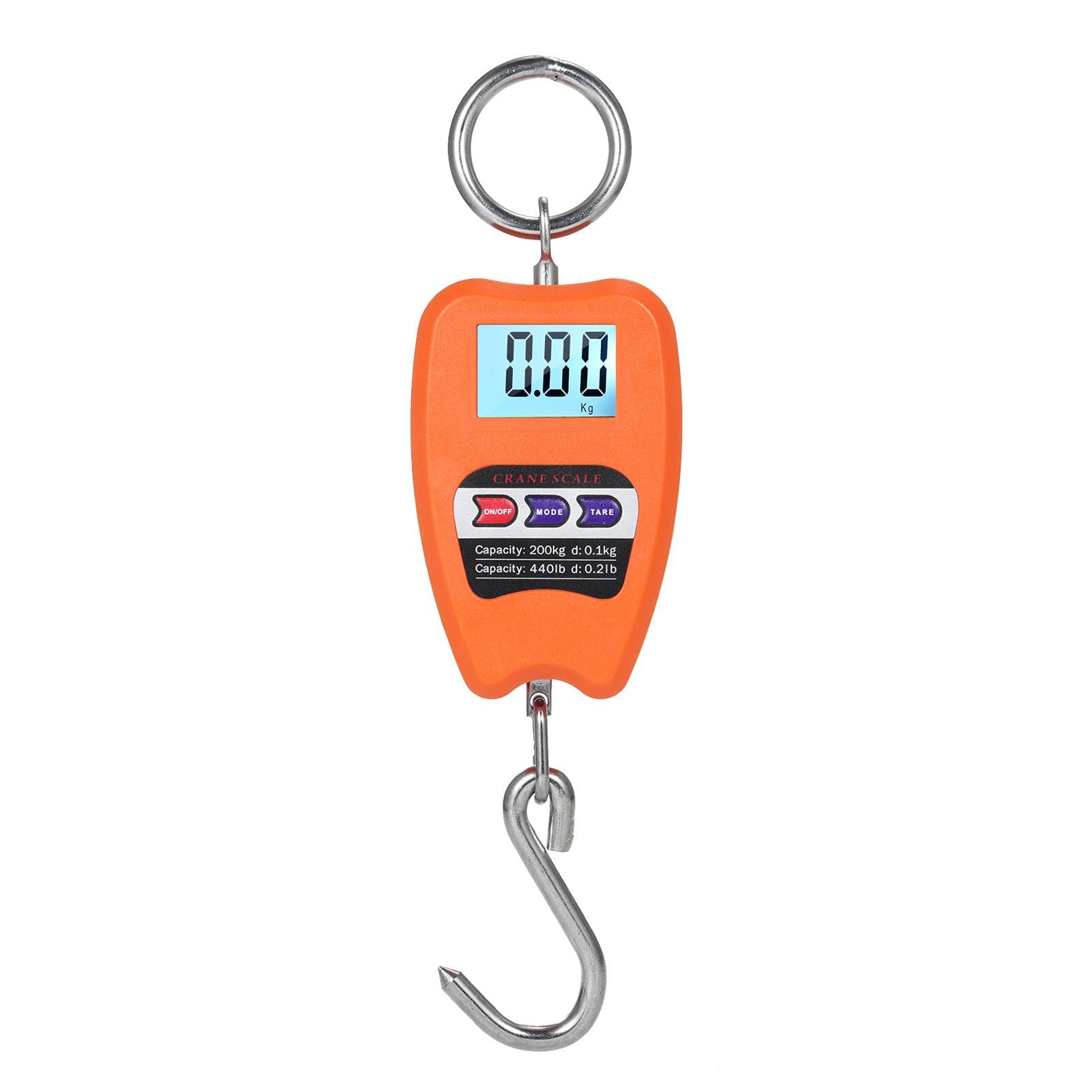 440lb Digital Hanging Scale with Accurate Sensors Handheld 200Kg Mini Crane Scale with Hooks for orange