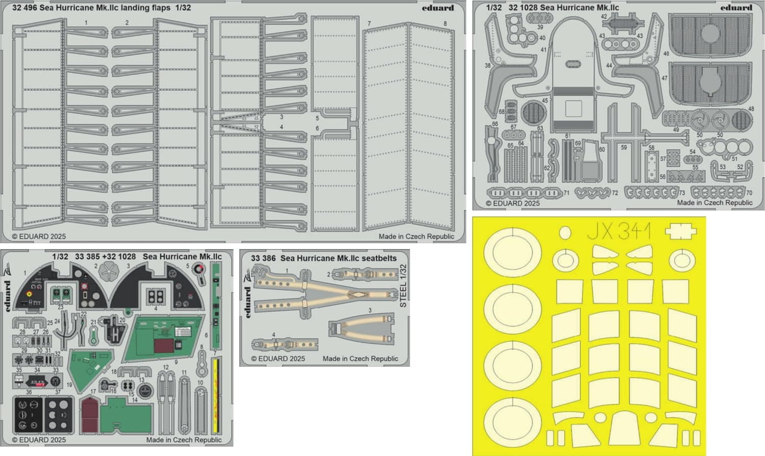 Eduard Big Ed Hawker Sea Hurricane Parts Set Plastic Model Kit Parts EDUBIG33171 1/32 Mk.IIc (for Revell) (Airplane)