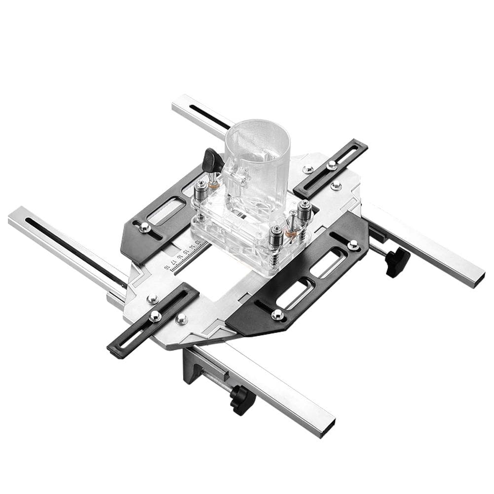 Wood Door Grooving Positioner Woodworking Hole Drilling Guide Locator Multifunctional Hinge Holes silver