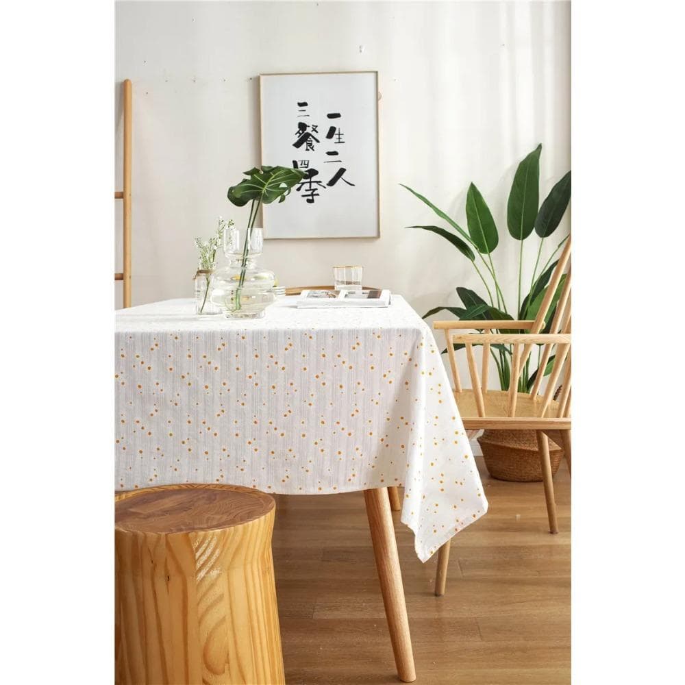 Daisy Tassels Cotton Tablecloth For Bedroom Rectangle Dining Table Cover Party Tablecloth Dustproof Desk Cover Living Room Decor 90x90cm