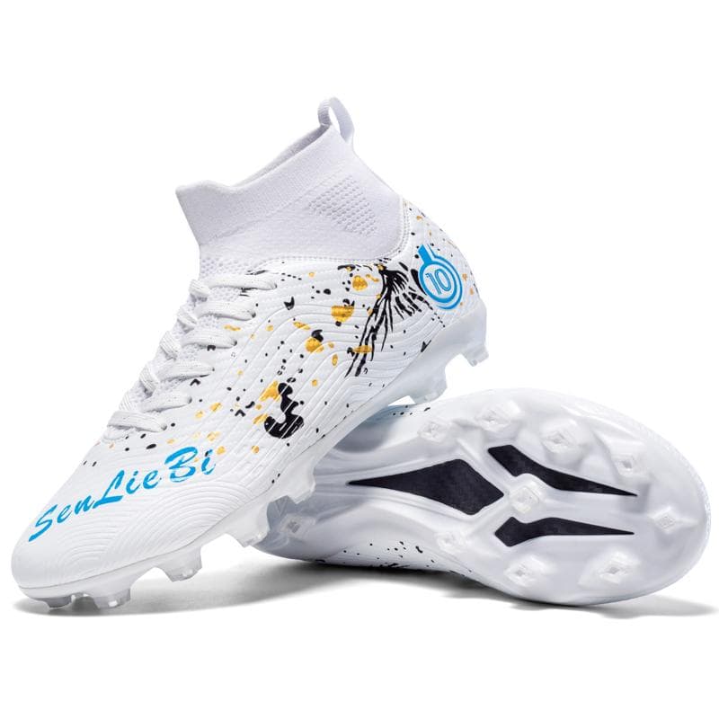 33-46 Unisex Football Boots Are Long Nails High Elastic Socks Professional Artificial Captain Outdoor Sports Children Football Shoes 38 white