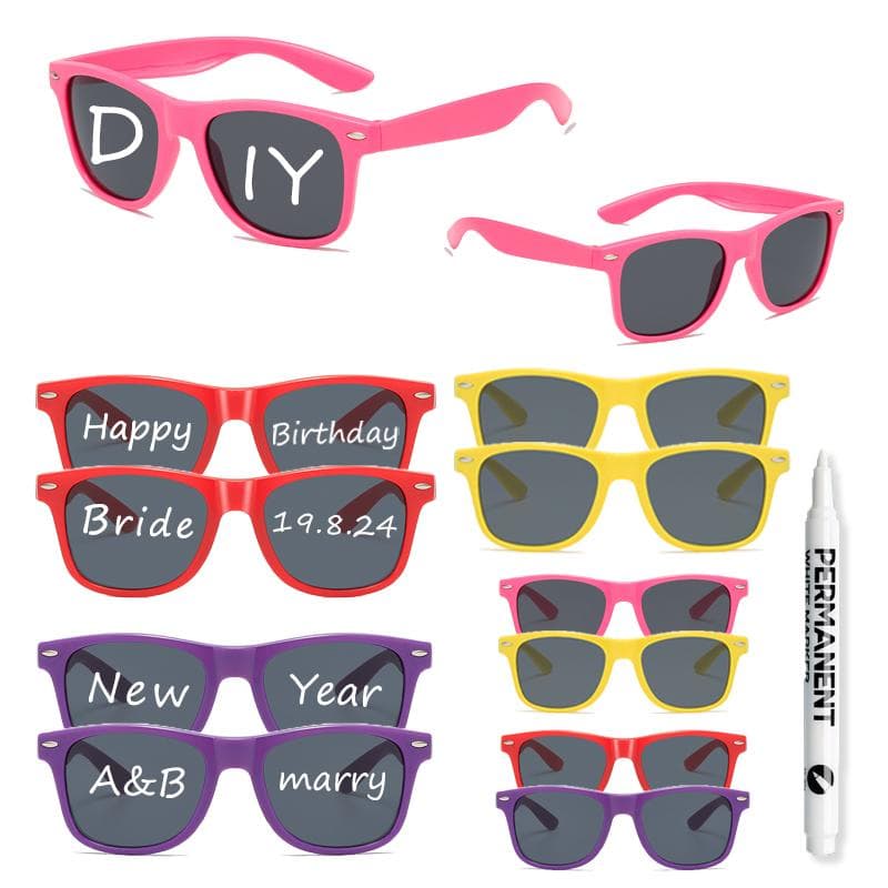 KAMMPT 12 Pairs Candy Color Sun Glasses Women DIY Bride Party Gifts Fashion Sunglasses Festival Decor Shades as picture shows