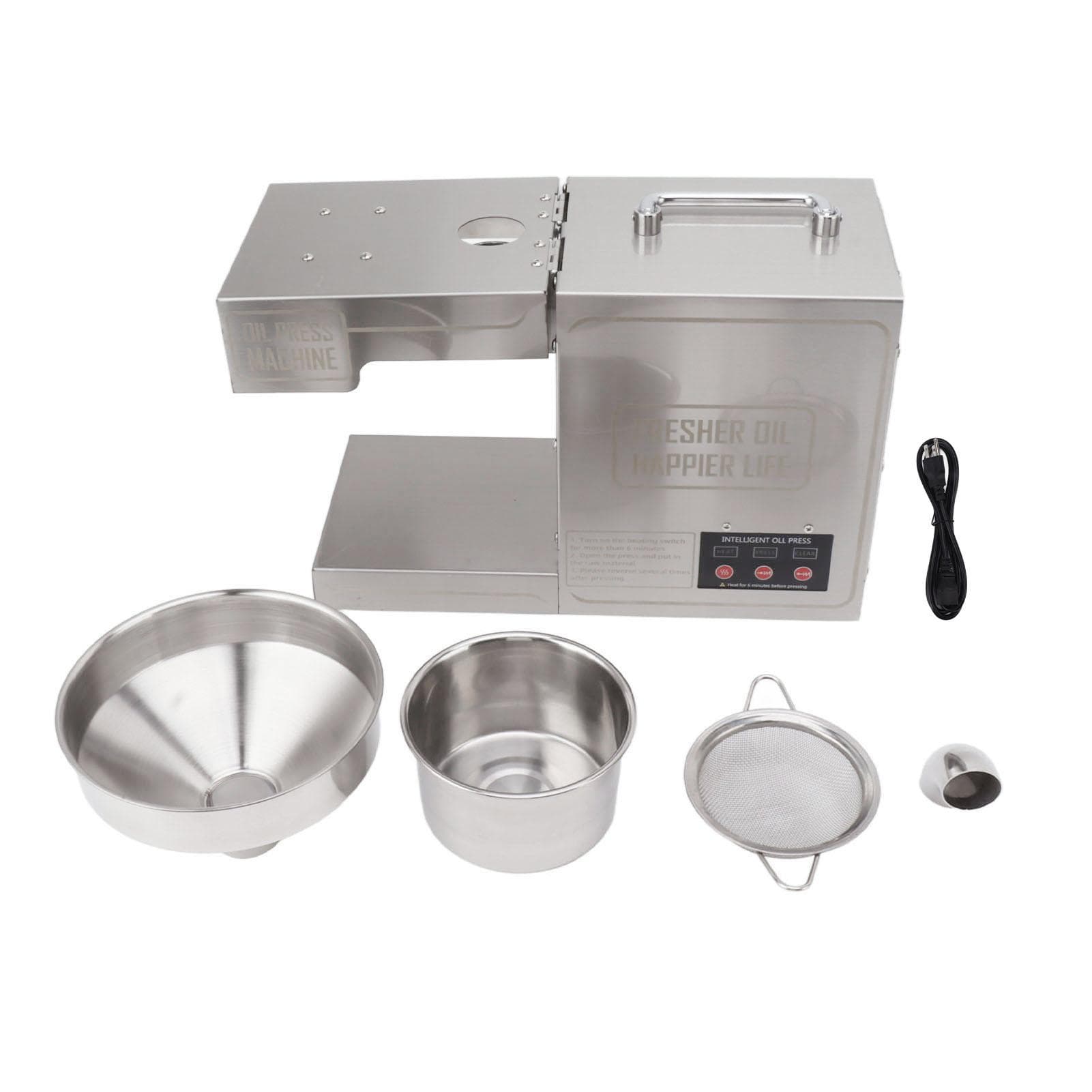 Oil Press Machine Intelligent Automatic Electric Stainless Steel Cold Hot Oil Press Extractor US