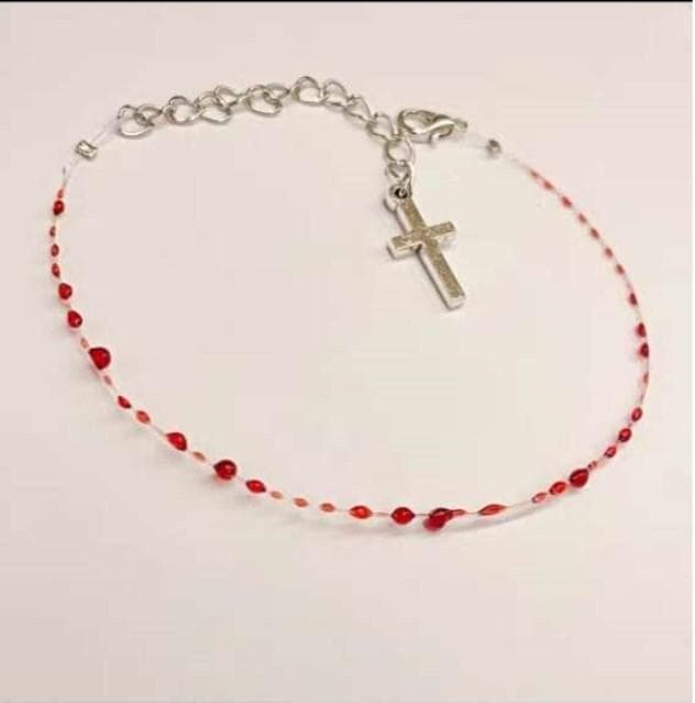 Creative Gothic Thin Blood Drop Double Layer Bracelets Women Girls Fashion Personality Chain Necklaces Party Jewelry Gifts single layer -cross
