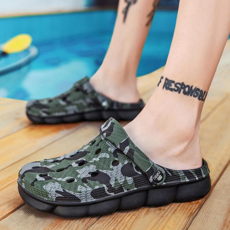 New Summer Men's Casual Sandals Camouflage Letter Beach Shoes 42