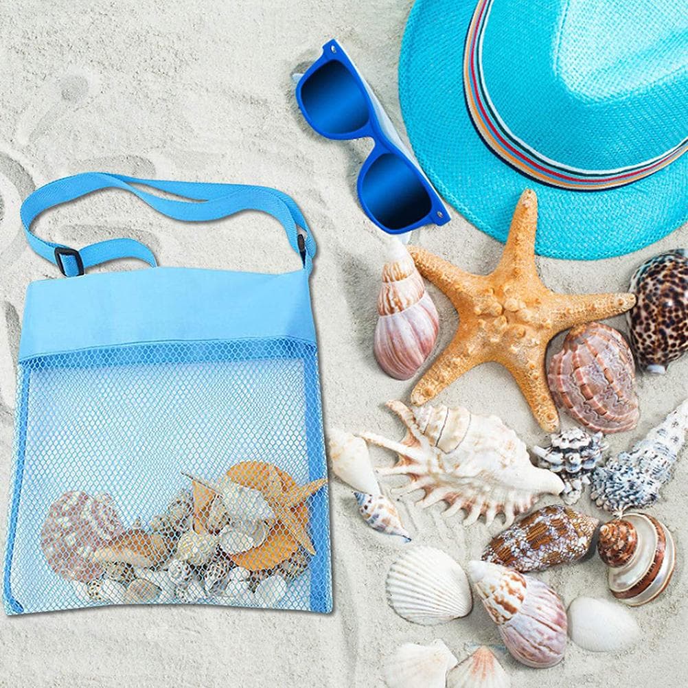 Colorful Mesh Beach Bags for Kids Portable Sand Away Beach Treasures Seashell Bags Toy Storage Bag