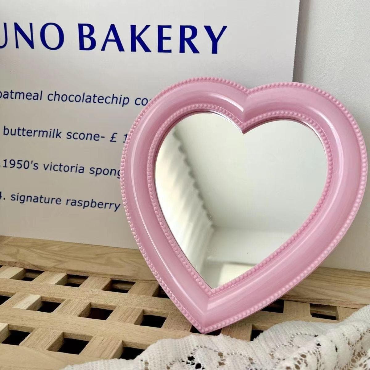 Heart Mirror Cosmetic Mirror Decorative Mirror Girl Heart Student Dormitory Mirror Home Decor Living Room Decoration Wall Decor pink