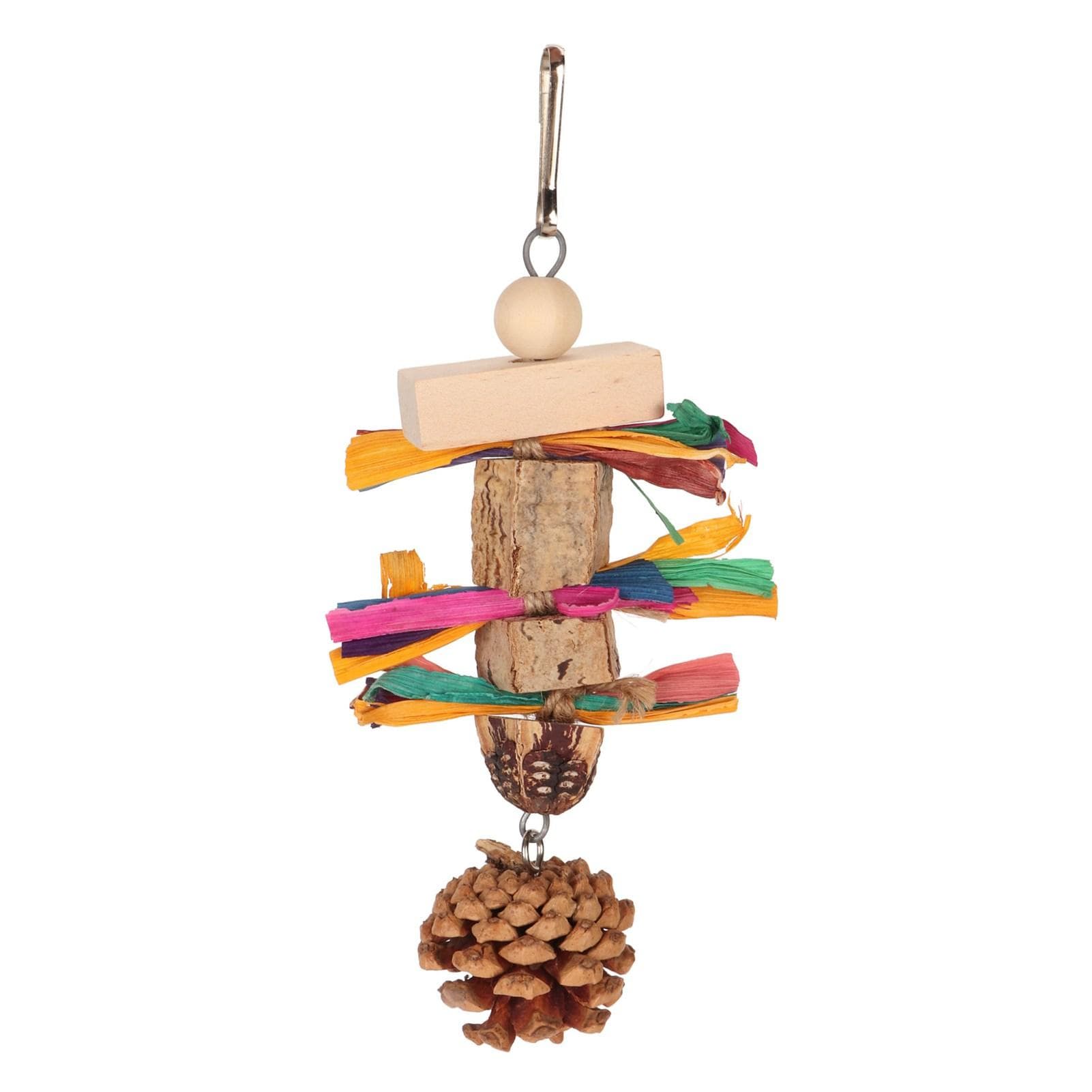 Bird Chewing Toy Teeth Grinding Relieve Boredom Interesting Safe Healthy Pine Cone Nuts Corn Leaves